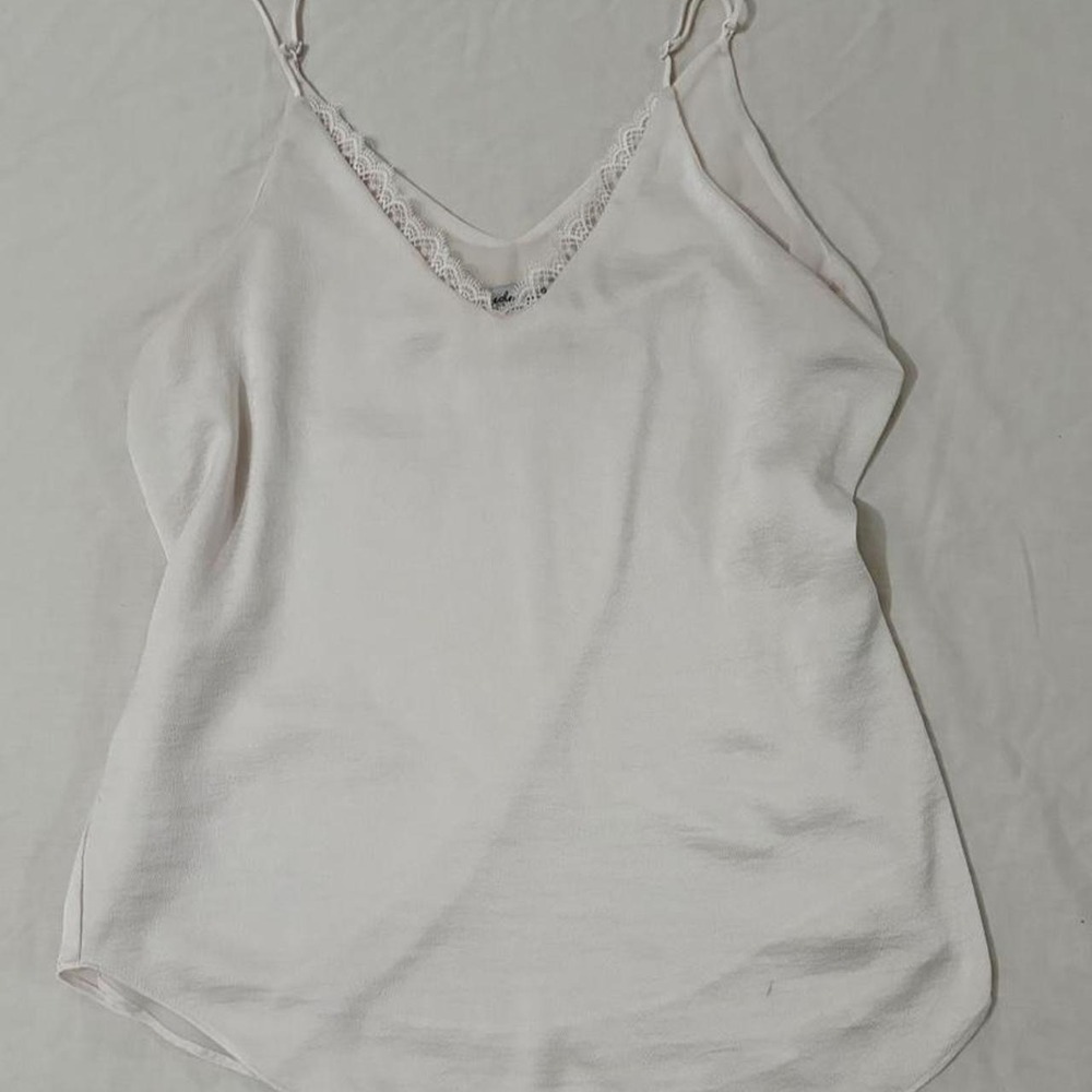 Eden Ruth White Lace Trim V-Neck Camisole Tank Top Size L